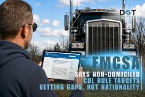 Read more about the article FMCSA Says Non-Domiciled CDL Rule Targets Vetting Gaps, Not Nationality